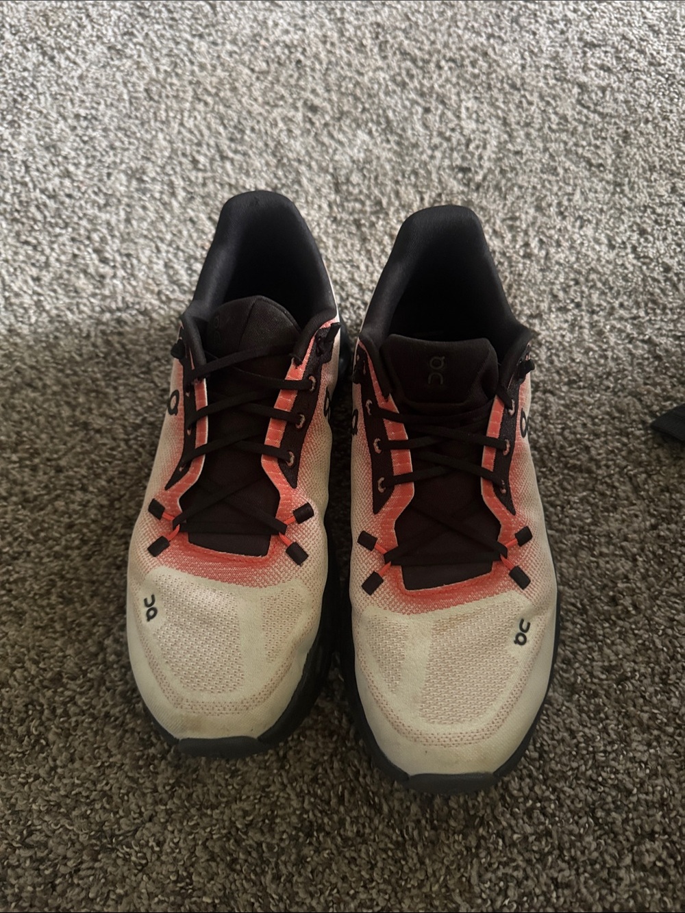 On Running Women's Athletic Shoes in White and MN Coral Accents